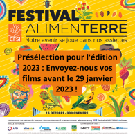 L'affiche du Festival sur laquelle on peut lire "pré-selection pour l'édition 2023 : envoyez-nous vos films avant le 29 janvier 2022