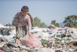 Enfant ramassant des bouteilles : photo du rapport 2019 de la FAO sur l'état de l'insécurité alimentaire dans le monde