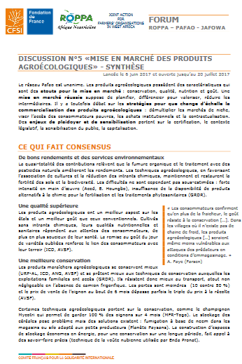 La mise en marché des produits agroécologiques