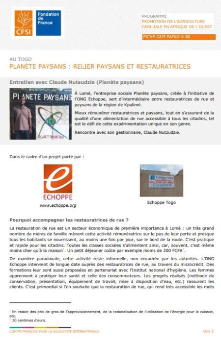 Au Togo : relier paysans et restauratrices de rue