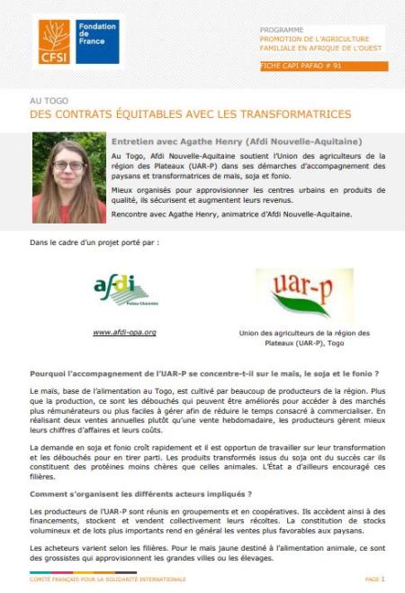 Au Togo : des contrats équitables avec les transformatrices