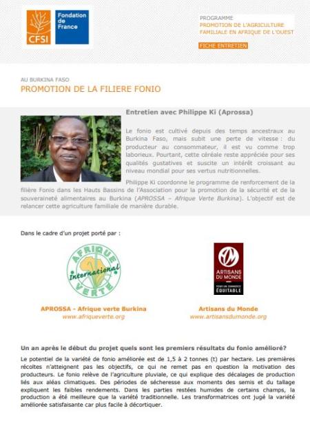 La filière Fonio a de l'avenir au Burkina Faso, entretien avec Philippe Ki