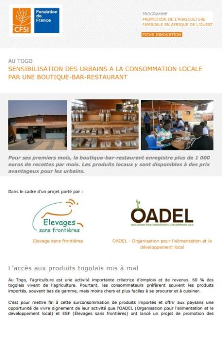 Sensibilisation des urbains à la consommation locale par une boutique-bar-restaurant