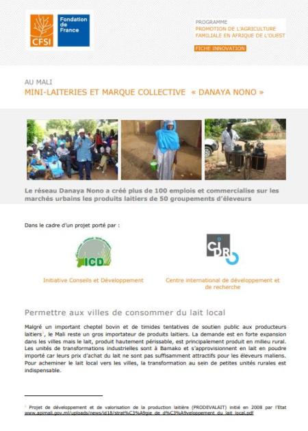 Mini-laiteries et marque collective Danaya nono