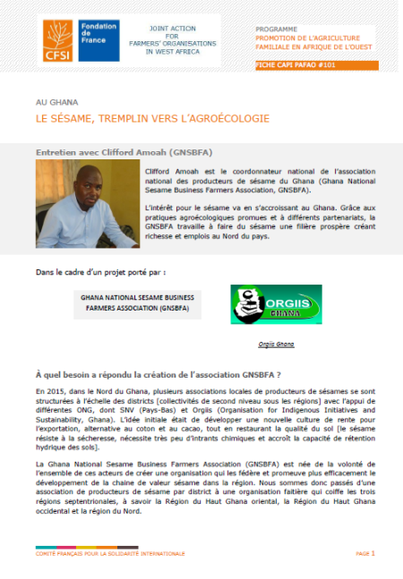 Au Ghana : le sésame, tremplin vers l'agroécologie