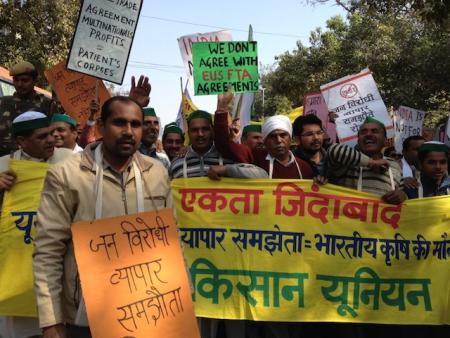 Bhartiya Kisan manifeste contre l'Accord de libre-échange avec l'UE, fév. 2012